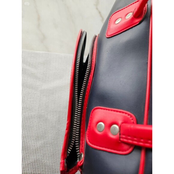 Retro-Inspired Faux-Leather Travel Racquet Bag, Navy Blue, Stylish Unisex Design - Picture 6 of 11